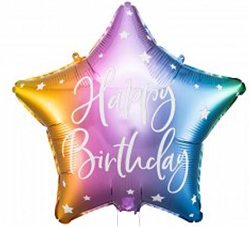 16"/ 41cm HAPPY BIRTHDAY OMBRE STAR SHAPE FOIL BALLOON