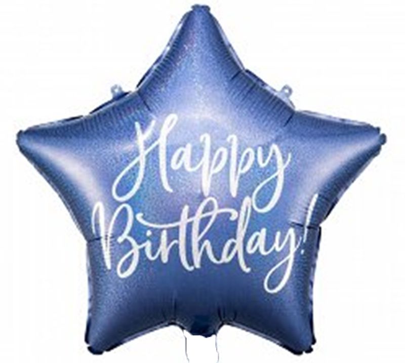 16"/ 41cm HAPPY BIRTHDAY NAVY GLOSSY STAR FOIL BALLOON