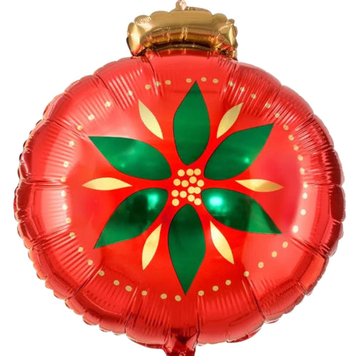 18"/ 46cm CHRISTMAS FLOWER BAUBLE SHAPED FOIL BALLOON