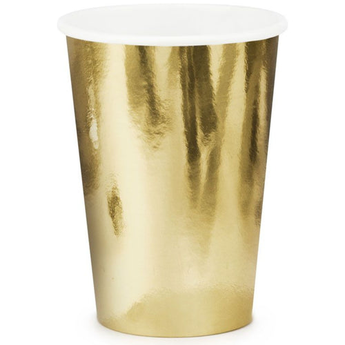 SHINY GOLD CUPS (220ml - 6 PACK)