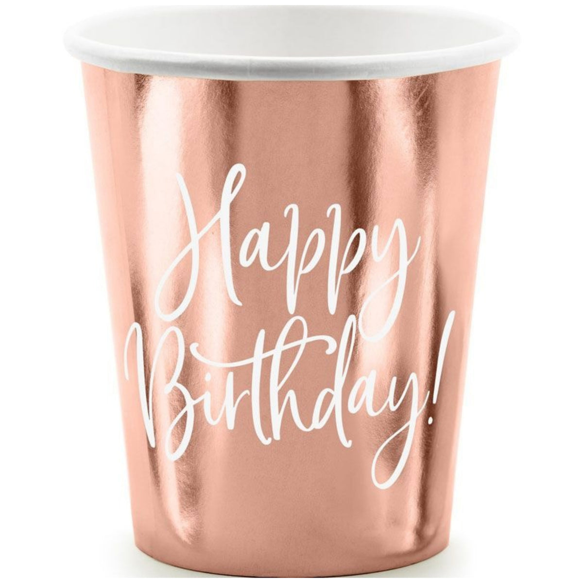 ROSE GOLD HAPPY BIRTHDAY CUPS (260ml - 6 PACK)
