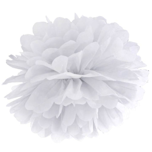 35cm WHITE TISSUE PAPER POM POM