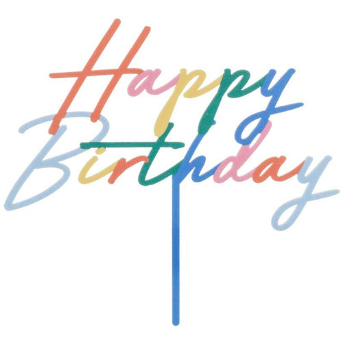 7"/ 18cm MULTI COLOUR HAPPY BIRTHDAY CAKE TOPPER
