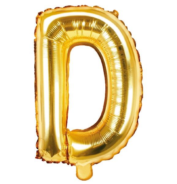 14"/ 35cm GOLD LETTER 'D' AIR FILL FOIL BALLOON