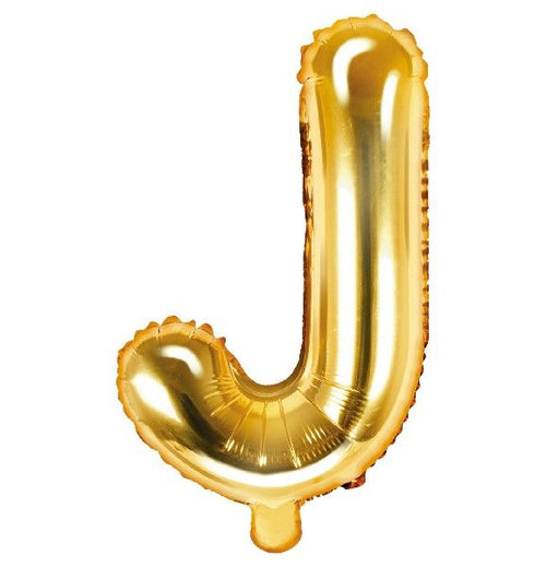 14"/ 35cm GOLD LETTER 'J' AIR FILL FOIL BALLOON