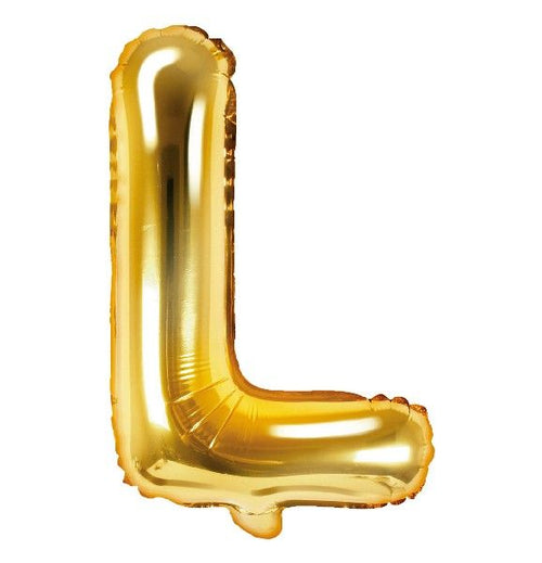 14"/ 35cm GOLD LETTER 'L' AIR FILL FOIL BALLOON