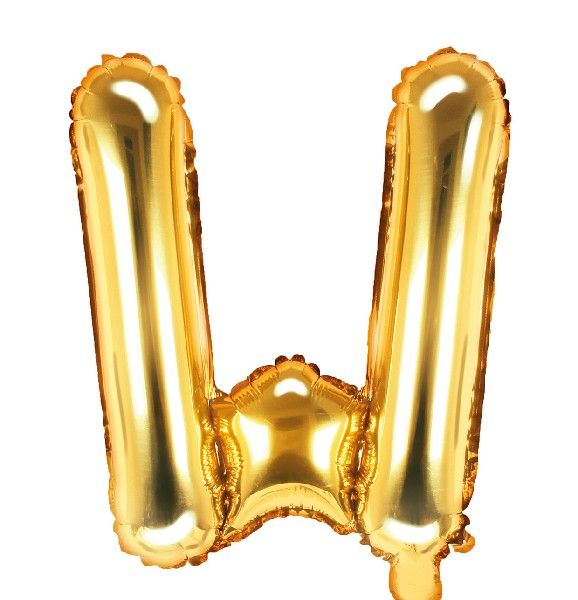 14"/ 35cm GOLD LETTER 'W' AIR FILL FOIL BALLOON