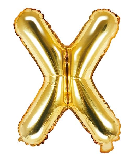 14"/ 35cm GOLD LETTER 'X' AIR FILL FOIL BALLOON