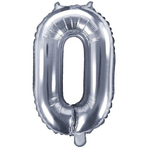 14"/ 35cm SILVER NUMBER '0' AIR FILL FOIL BALLOON