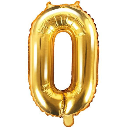 14"/ 35cm GOLD NUMBER '0' AIR FILL FOIL BALLOON