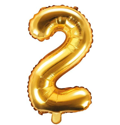 14"/ 35cm GOLD NUMBER '2' AIR FILL FOIL BALLOON