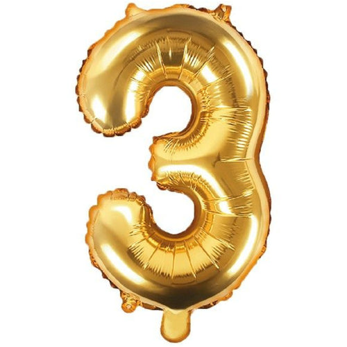 14"/ 35cm GOLD NUMBER '3' AIR FILL FOIL BALLOON