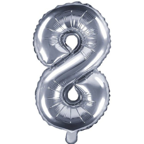 14"/ 35cm SILVER NUMBER '8' AIR FILL FOIL BALLOON