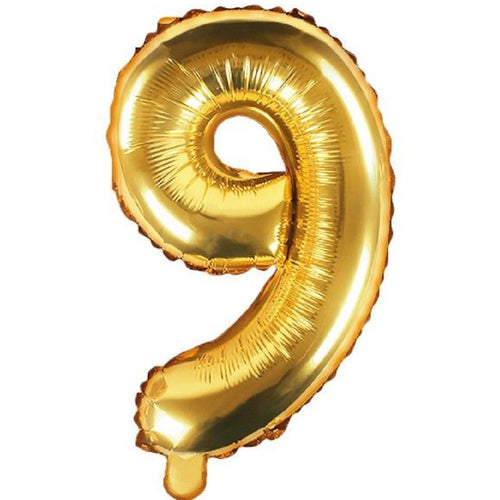 14"/ 35cm GOLD NUMBER '9' AIR FILL FOIL BALLOON