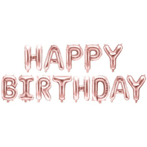ROSE GOLD  'HAPPY BIRTHDAY' AIR FILL FOIL LETTER BALLOON KIT (134 x 14"/ 340 x 35cm)