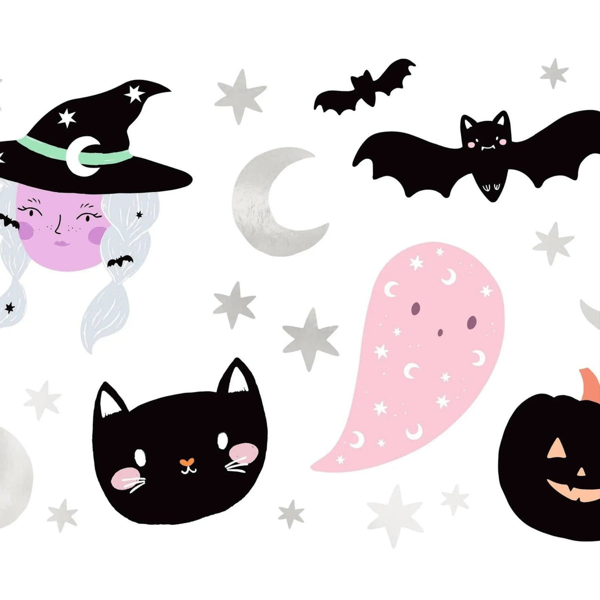 HALLOWEEN TEMPORARY TATTOOS - WITCH, BAT, CAT