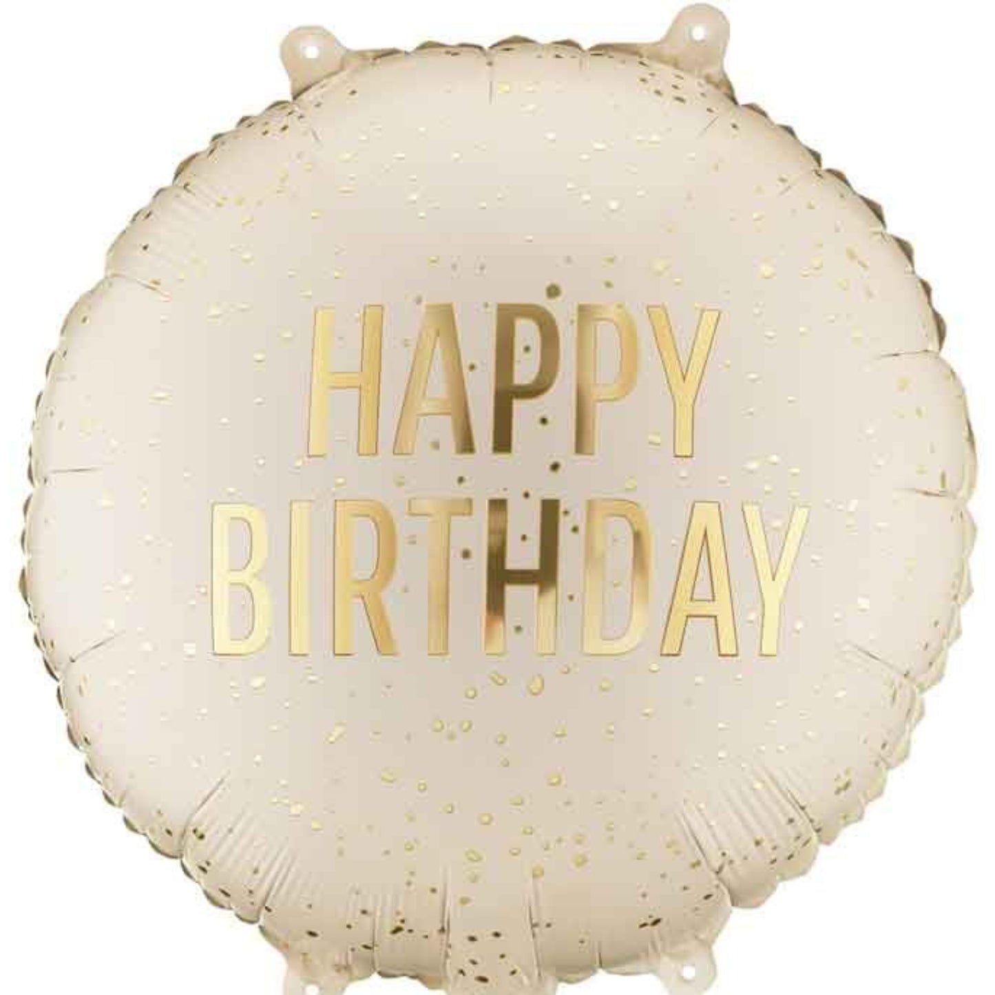 18"/ 46cm CREAM HAPPY BIRTHDAY ROUND FOIL BALLOON