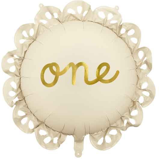20"/ 52cm LOZENGE WITH RUFFLE "ONE" ROUND FOIL BALLOON