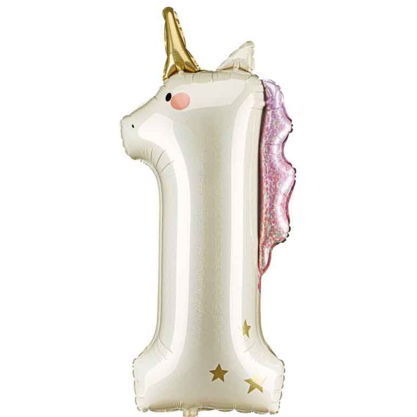 37"/ 94cm UNICORN SHAPED GIANT NUMBER '1' FOIL BALLOON