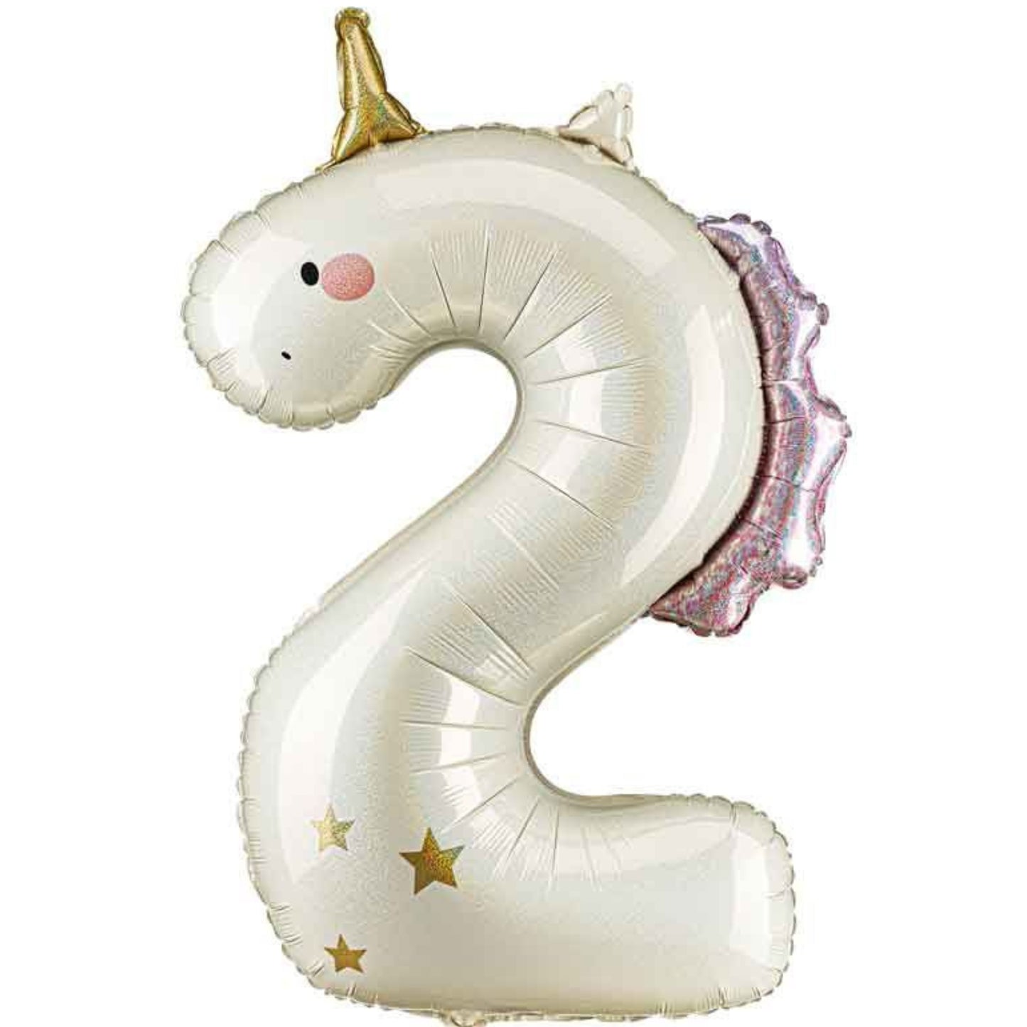 37"/ 94cm UNICORN SHAPED GIANT NUMBER '2' FOIL BALLOON