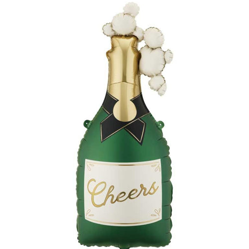 37"/ 93cm DARK GREEN CHAMPAGNE BOTTLE SUPERSHAPE FOIL BALLOON