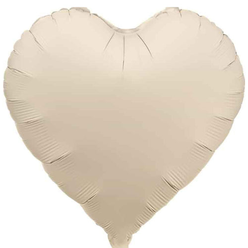 18"/ 46cm LIGHT WARM GREY HEART SHAPED PLAIN FOIL BALLOON