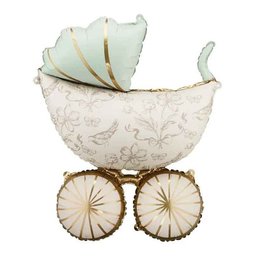 38"/ 96cm BLUE BABY CARRIAGE SUPERSHAPE FOIL BALLOON