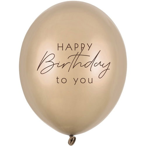 12"/ 30cm HAPPY BIRTHDAY METALLIC COLD GOLD 6 PACK LATEX