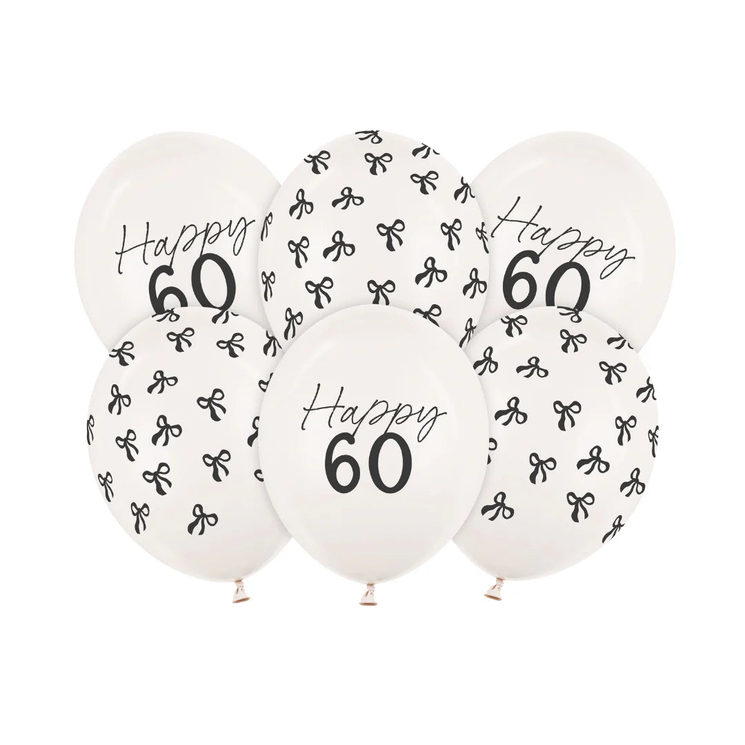 12"/ 30cm BLACK BOW 'HAPPY 50' 6 PACK LATEX BALLOONS