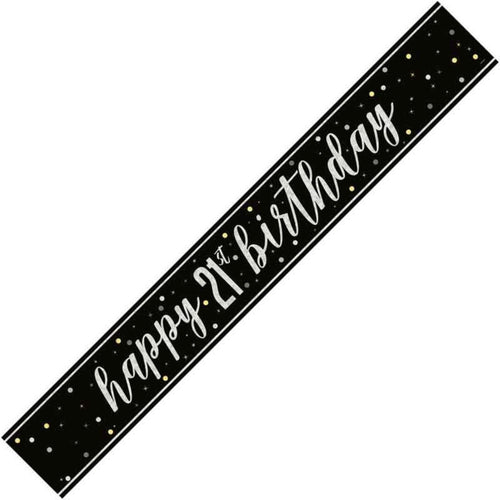 9ft / 2.7m GLITZ BLACK 21ST BIRTHDAY BANNER