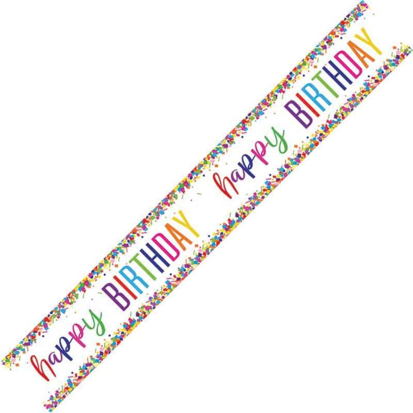 9ft / 2.7m CONFETTI HAPPY BIRTHDAY FOIL BANNER