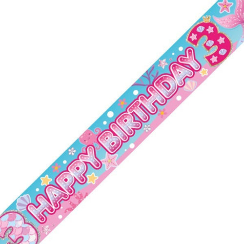 9ft / 2.7m GIRLS 3RD BIRTHDAY BANNER