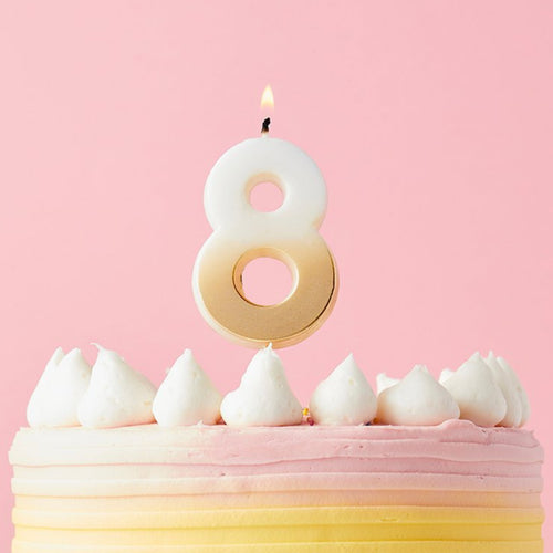 2.4"/ 6.2cm GOLD OMBRE NUMBER '8' CANDLE