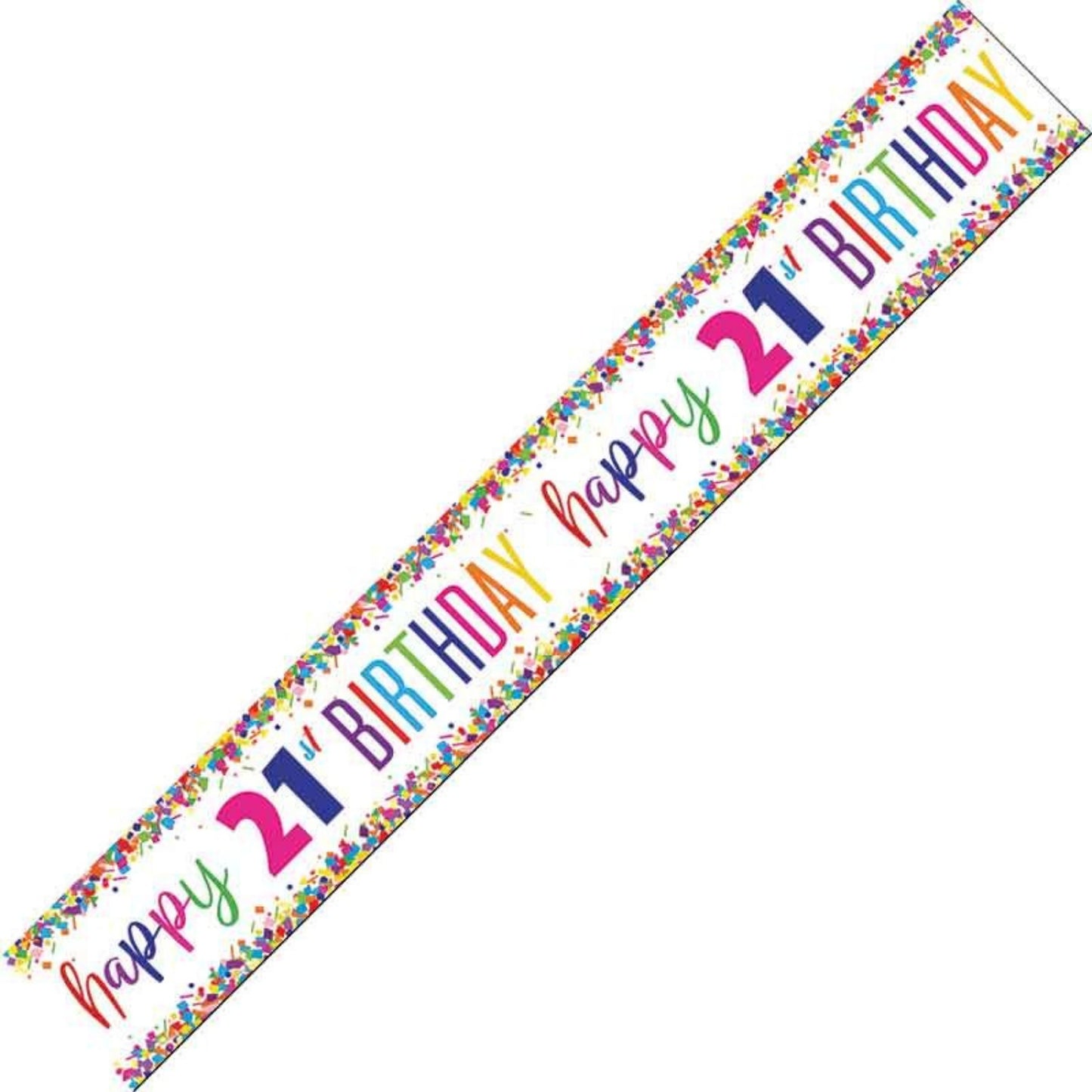 9ft / 2.7m CONFETTI 21ST BIRTHDAY FOIL BANNER
