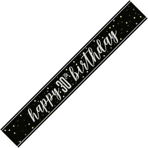 9ft / 2.7m GLITZ BLACK 30TH BIRTHDAY BANNER