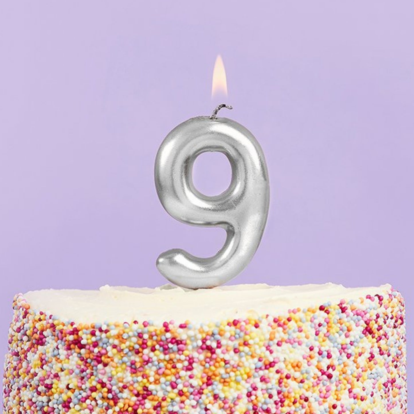 3"/ 8cm SILVER NUMBER '9' CANDLE