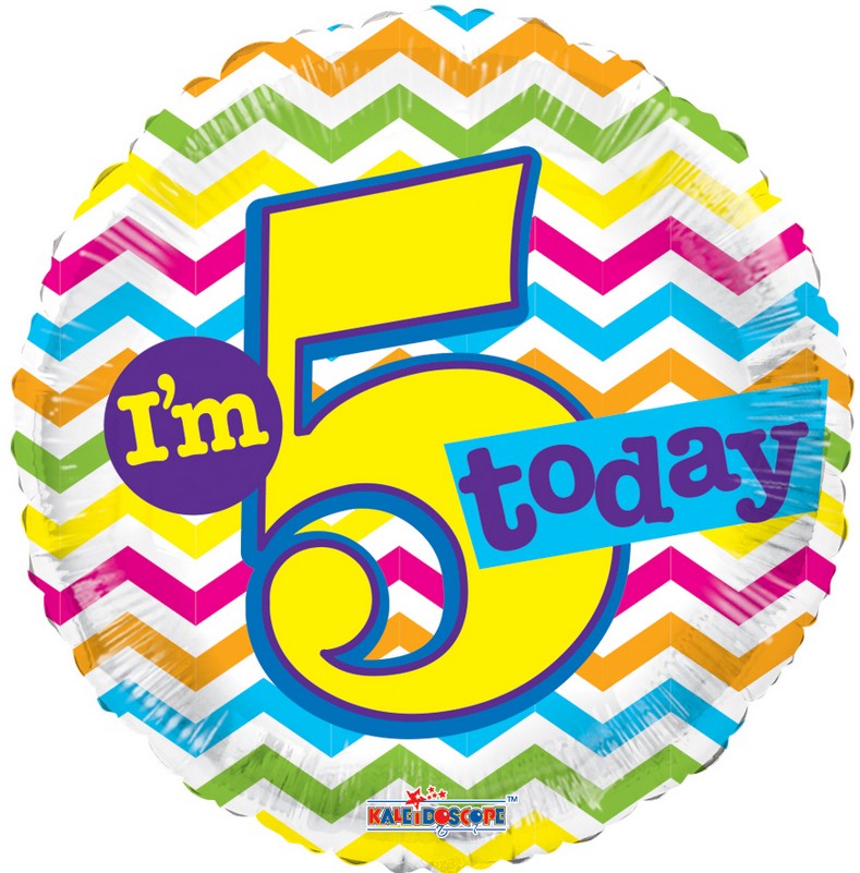 18"/ 46cm I'M 5 TODAY ROUND FOIL BALLOON
