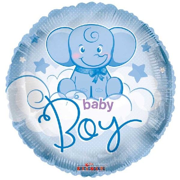 18"/ 46cm BABY ELEPHANT BOY ROUND FOIL BALLOON