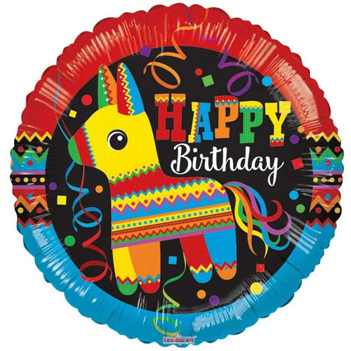 18"/ 46cm HAPPY BIRTHDAY FIESTA ROUND FOIL BALLOON