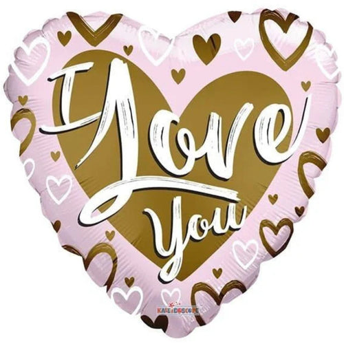 36"/ 91cm I LOVE YOU PINK & GOLD GIANT HEART FOIL BALLOON