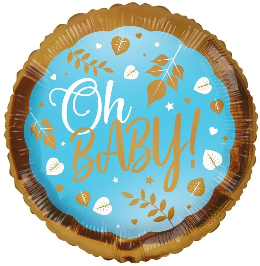 18"/ 46cm BLUE OH BABY! ROUND FOIL BALLOON