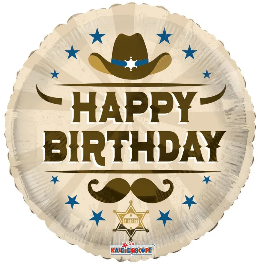 18"/ 46cm BIRTHDAY COWBOY ROUND FOIL BALLOON