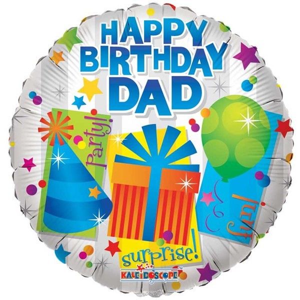 18"/ 46cm HAPPY BIRTHDAY DAD PRESENTS ROUND FOIL BALLOON