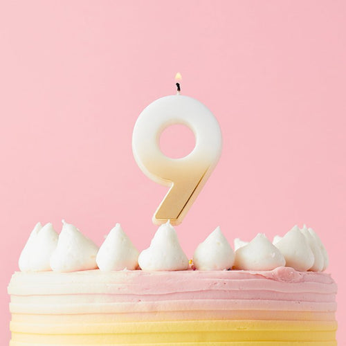 2.4"/ 6.2cm GOLD OMBRE NUMBER '9' CANDLE