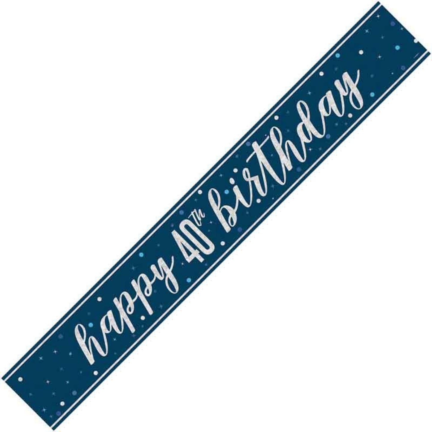 9ft / 2.7m GLITZ BLUE 40TH BIRTHDAY BANNER