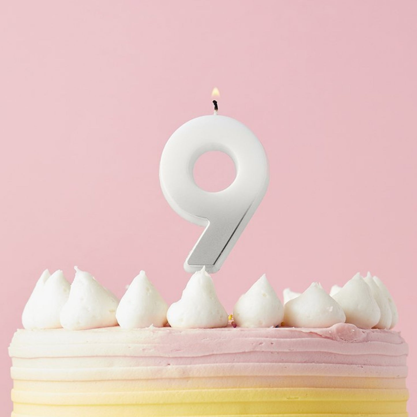 2.4"/ 6.2cm SILVER OMBRE NUMBER '9' CANDLE