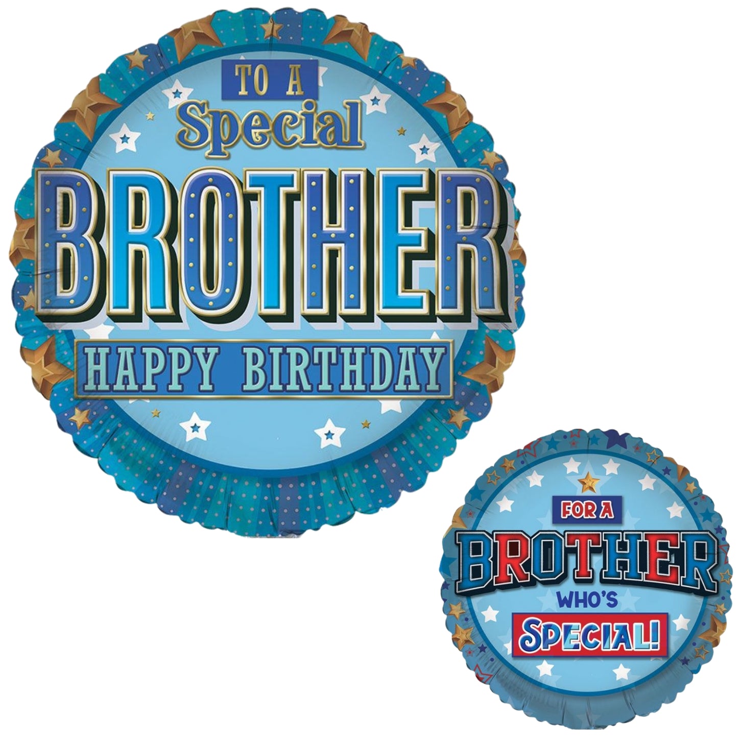 18"/ 46cm HAPPY BIRTHDAY BROTHER DOUBLE-SIDED ROUND FOIL BALLOON