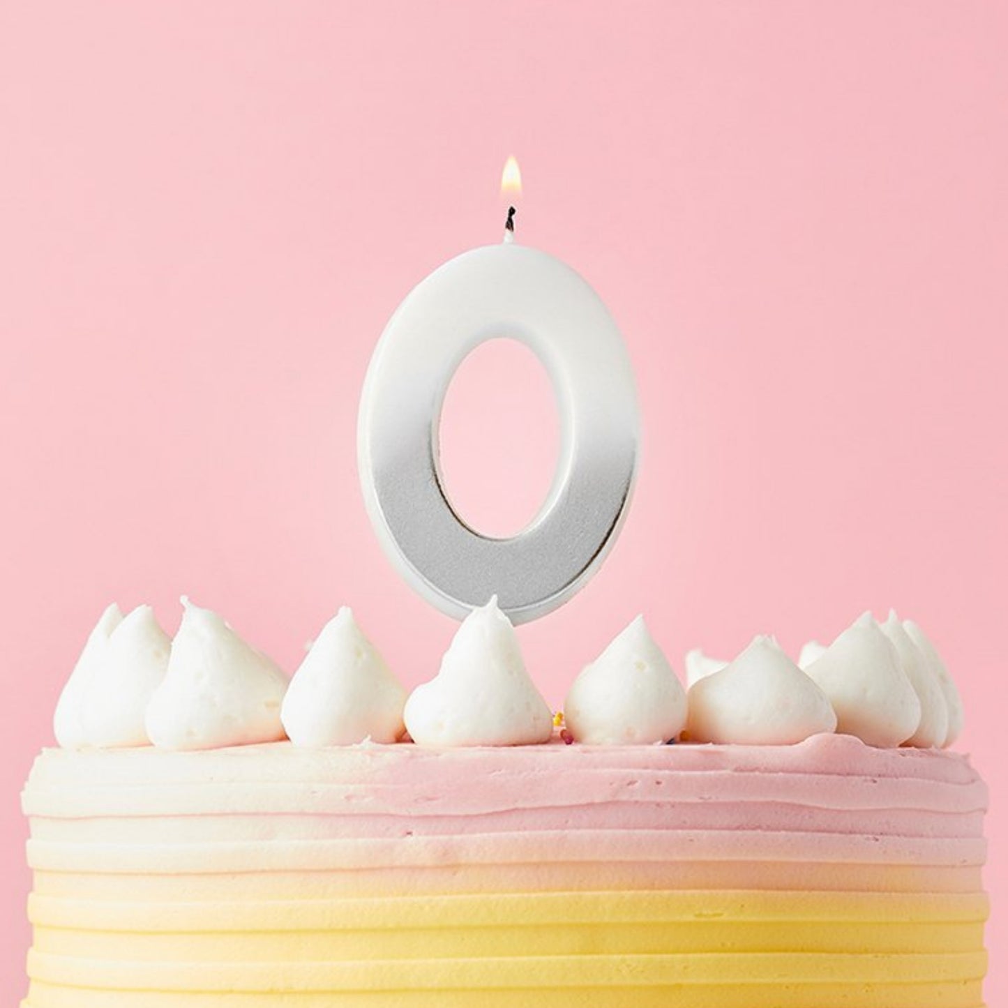 2.4"/ 6.2cm SILVER OMBRE NUMBER '0' CANDLE