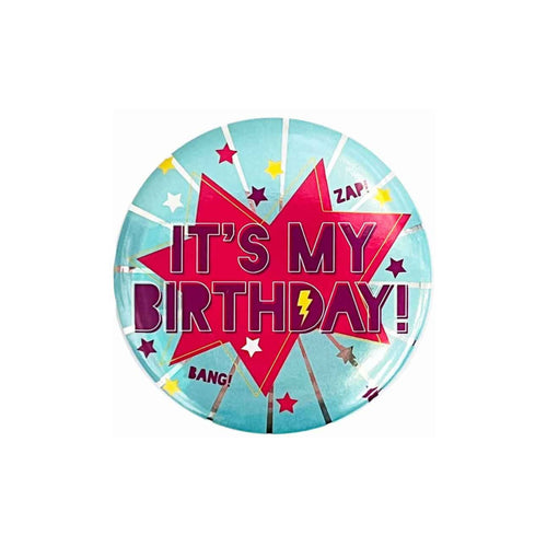 2.4"/ 6cm IT'S MY BIRTHDAY SUPERHERO BLUE BADGE