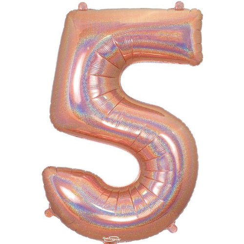 HOLOGRAPHIC ROSE GOLD '5' (34"/ 86cm)